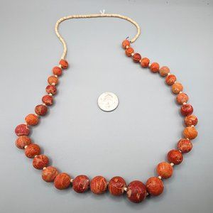 COPY - Vintage Raw Unpolished Natural Coral Bead Necklace